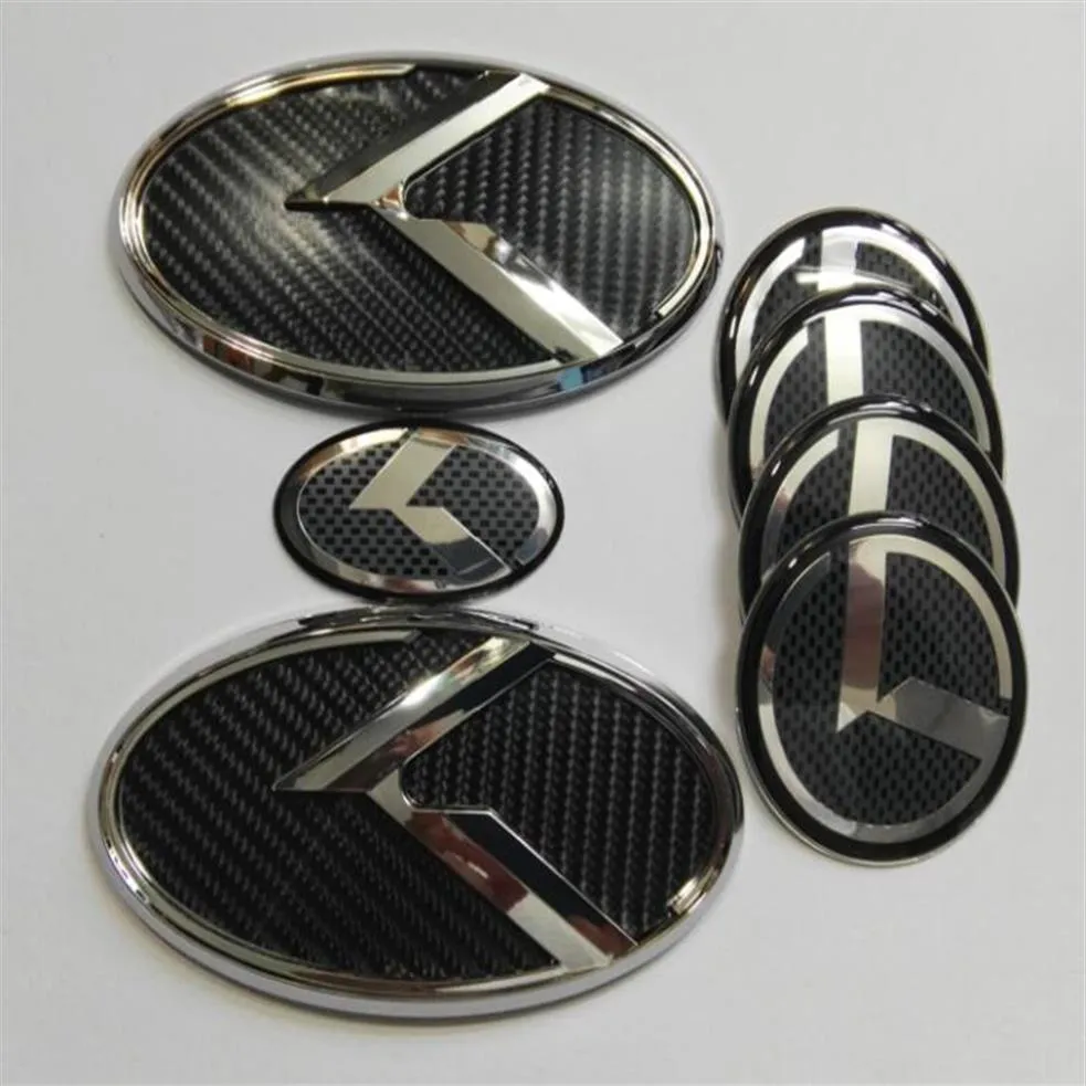 7pcs 3D Kara Karbon K Amblem Çıkartması Kia Yeni Forte Yd K3 2014-2015 Araba Emblems2102