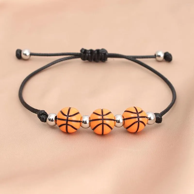 Pulseira esportiva com contas de corda de cera, basquete, bilhar, preto, 8, beisebol, ornamento de mão masculino