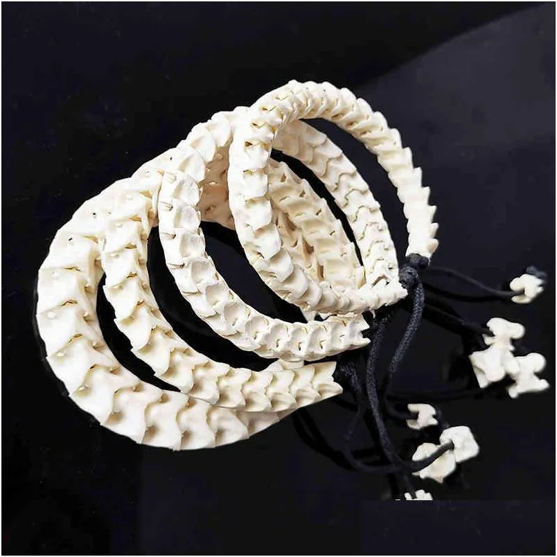 Chaîne Véritable Bracelet Serpent Naturel Fait À La Main Artisanat Charme Accessoires Taille Réglable Véritable Os Assistant Serpentard Goutte Delive Dhgarden Dhdic