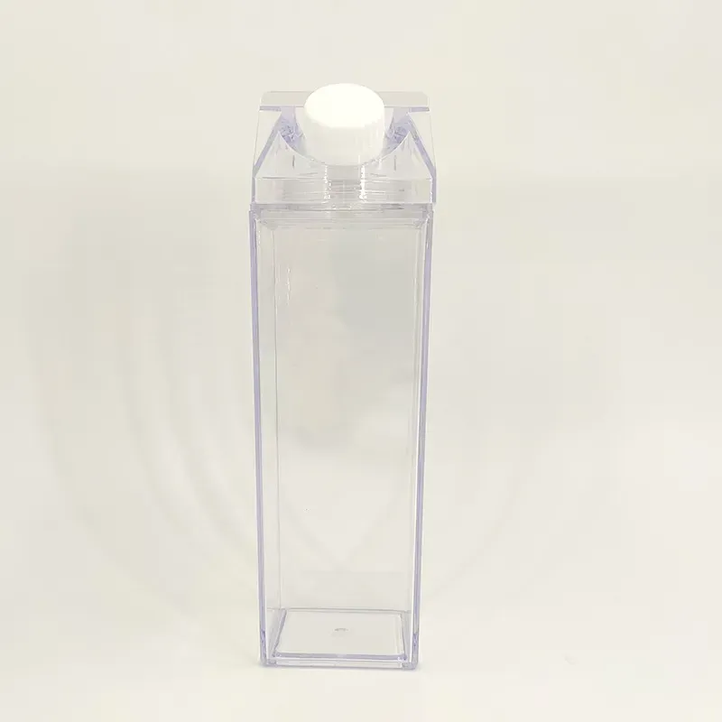 500ml Plastic Milk Carton Water Bottles BPA Free Clear Transparent Outdoor Square Juice Box
