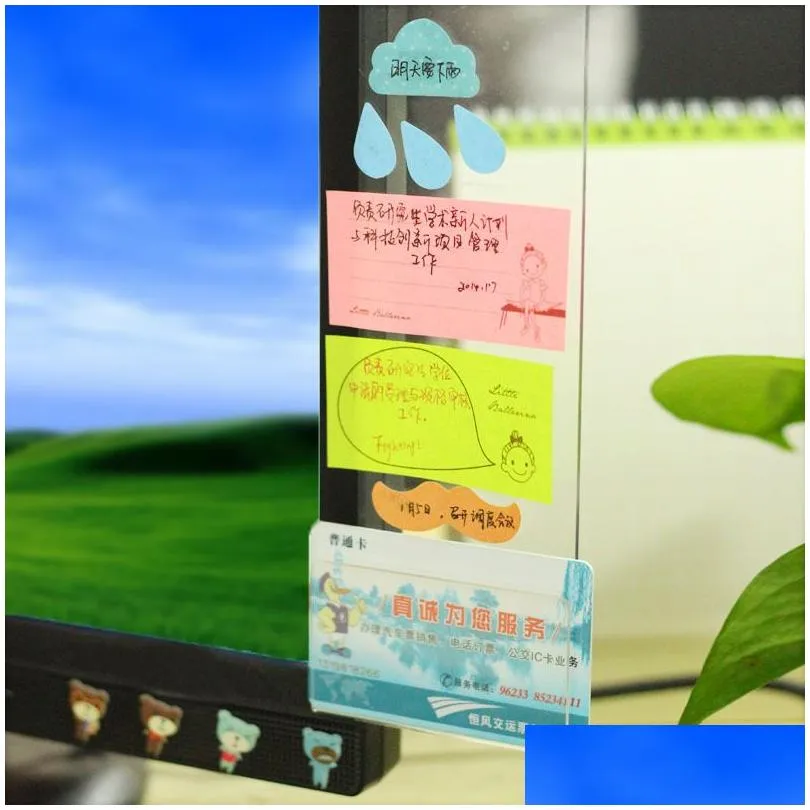 Notes Wholesale New Clear Computer Monitor Note Board Stickers Memorandum Creative Office Desk Stationery Supplies Memo Pads Drop Deli Dhd57