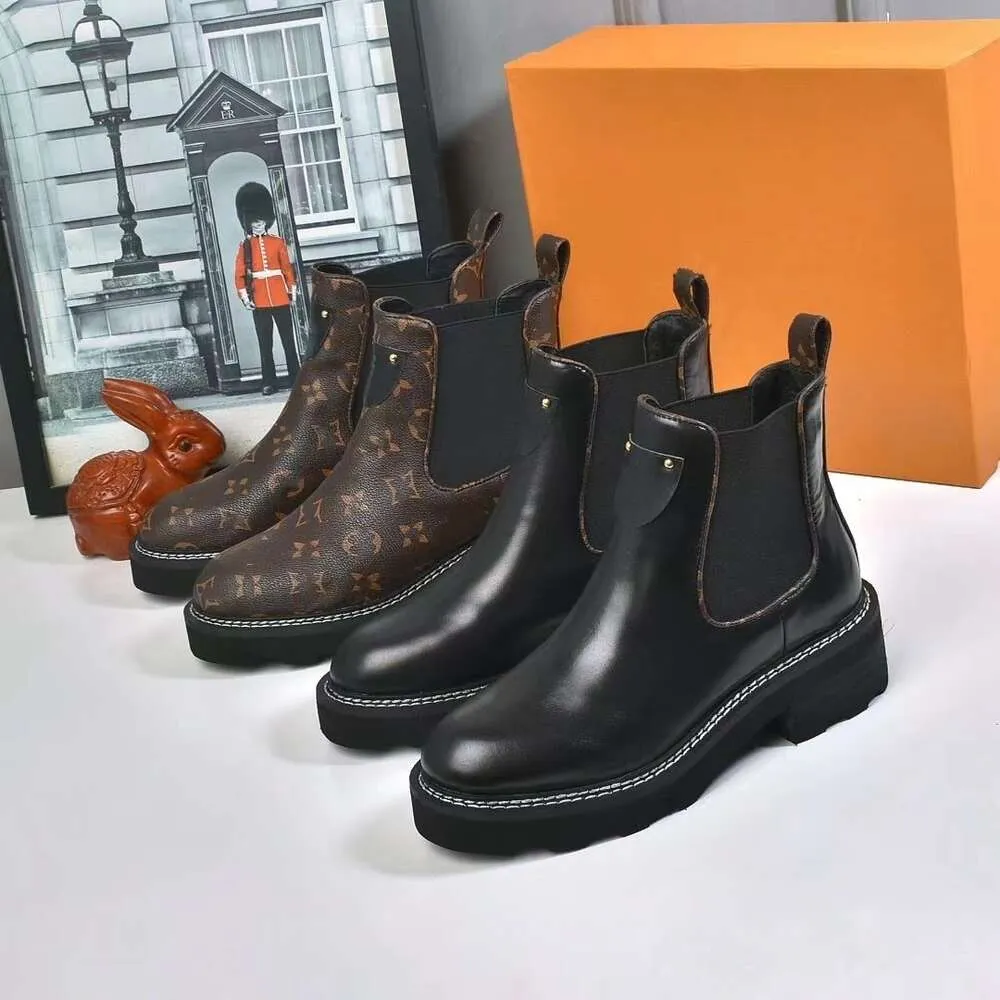 Klassieke BEAUBOURG enkellaarzen Damesmode Martin Boots Designer herfst- en winterleren laarzen Platte dameslaarzen Maat 35-42 euro