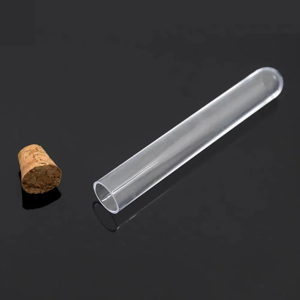 Plastic Test Tube bottle With Cork flat bottom Transparent Lab Empty Scented tea Drink Candy Storage Tubes