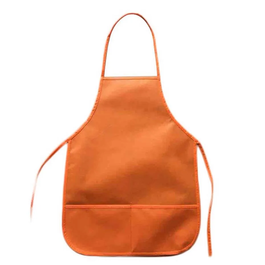 Menina aventais crianças bolsos de tecido sala de aula artes artesanato pintura amareloapron237s