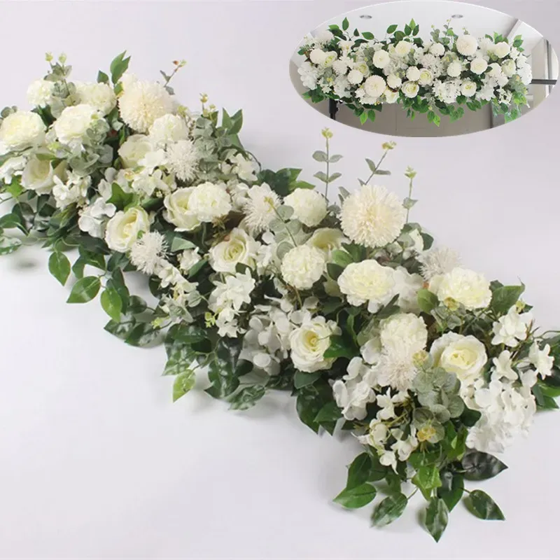 50/100 cm DIY Wedding Artificial Rose Flower Row aranżacja ścianowa