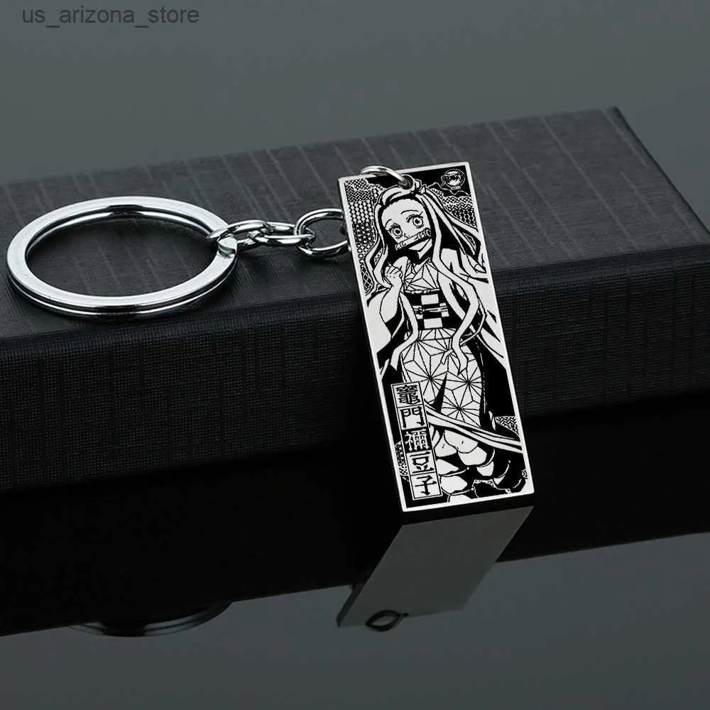 Porte-clés Longes Nouveau Anime Demon Slayer Croquis en acier inoxydable Brillant Porte-clés Kimetsu No Yaiba Rengoku Kyoujurou Uzui Tengen Kanroji Bijoux Q230918