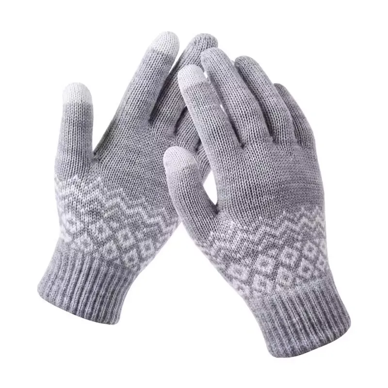 Damen Winter-Jacquard-Handschuhe, kältebeständig, Touchscreen-Designer, warme, rutschfeste Touch-Handschuhe als Geschenk