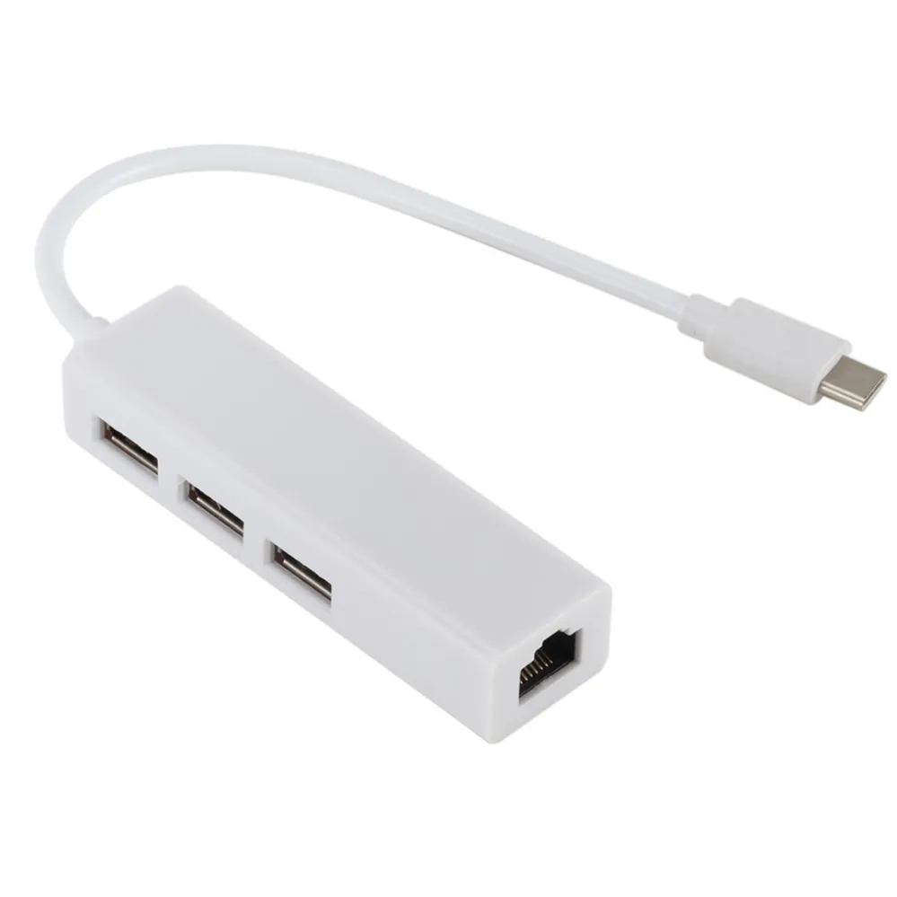 USB 3.1 Hub Type C till Ethernet Network LAN Adapter 100 Mbps RJ45 USB-C med 3 portar USB Hub Splitter för MacBook Pro Laptopop