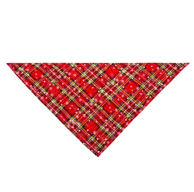 Dog Apparel Dogs Bandana Christmas Buffalo Plaid Snowflake Pet Scarf Triangle Bibs Kerchief Costume Accessories for Small Dogs Cats SN4193