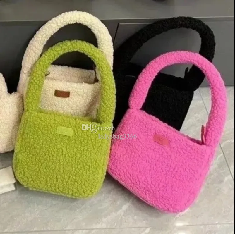 Bolsa de designer pequena ug feminina outono inverno nova sacola de cordeiro bolsa de pelúcia bolsa de ombro de mão