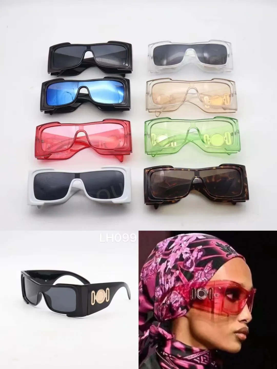 Luxe design zonnebril voor dames 099 Fashion Plastic Shield zonnebril UV-bescherming grote verbindingslens Frameloze topkwaliteit wordt geleverd met pakket