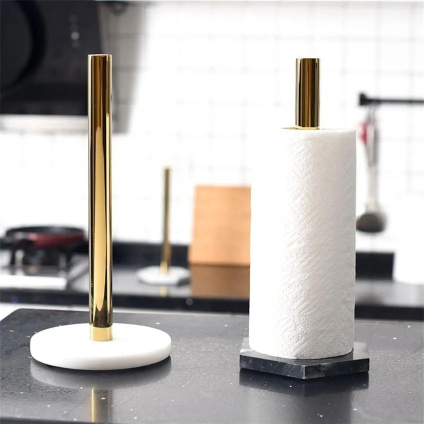 White Metal Kitchen Napkin Holder Luxury Marble Kitchen Paper Holder Countertop Creative Roll Holder Toilet Paper Organizer T20042231j