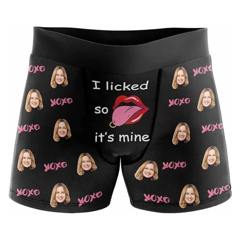 Cuecas boxer masculinas personalizadas, rosto engraçado, eu te amo, dia dos namorados, novidade, cuecas impressas com foto