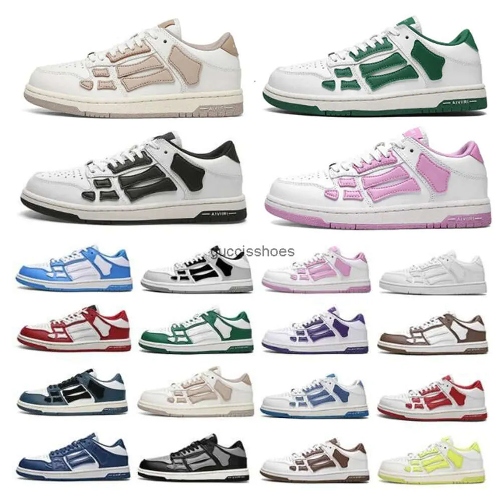 Designer Casual amiri Shoes Skel Top Low Bone Leather Sneakers Skeleton Blue Red White Black Green Gray Men Women Outdoor Training Shoes