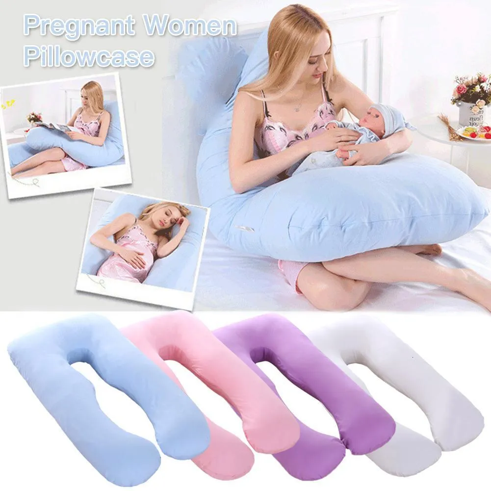 Baignoires Sièges Enceinte Grande Housse de Coussin Maternelle en Forme de U Multifonctionnelle Côté Couchage Confortable Taie d'oreiller en Coton Amovible 230915