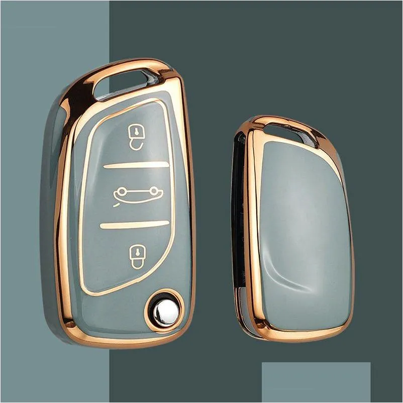 DHgate.com:Gold Edge TPU Car Key Fob for Peugeot 306 407 807 DS DS3 DS4 ...