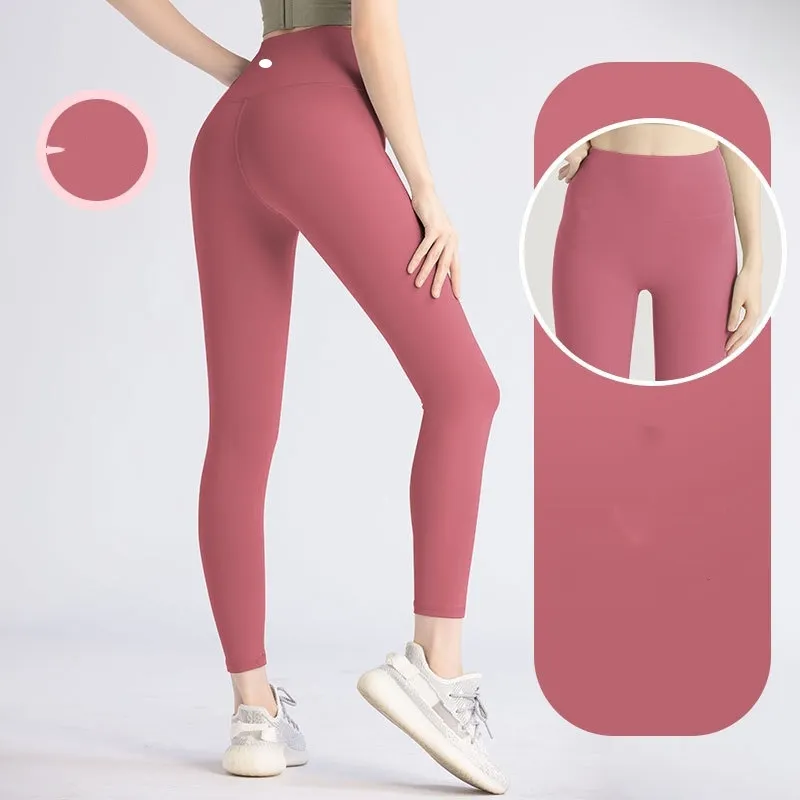 LL No embarrassment line Peach hip lift tights High-waisted running fitness pants European and American sports nude yoga pants women's leggings