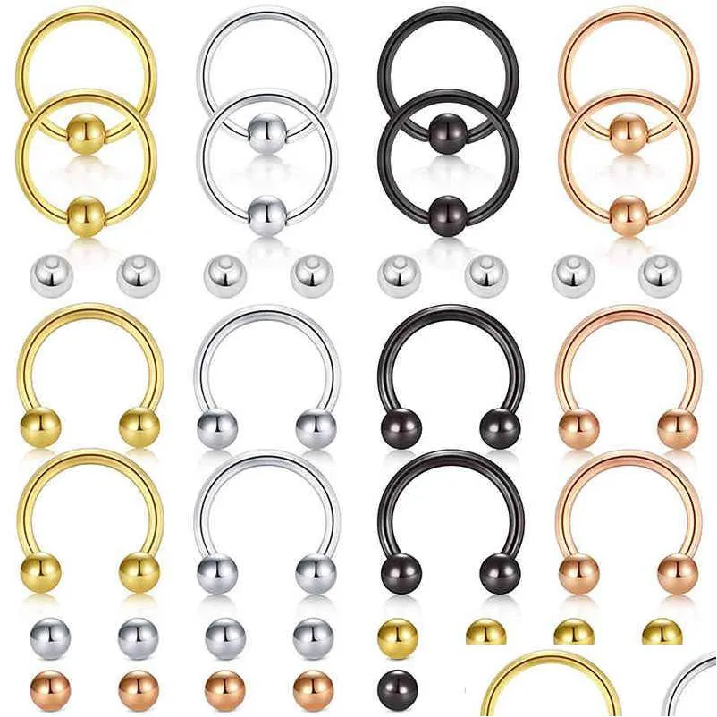 Tongue Rings 14G Captive Bead Cartilage Earrings Horseshoe Separate Nose Ring Lip Hair Spiral Perforated Tape Replacement Ba Dhgarden Dh32I