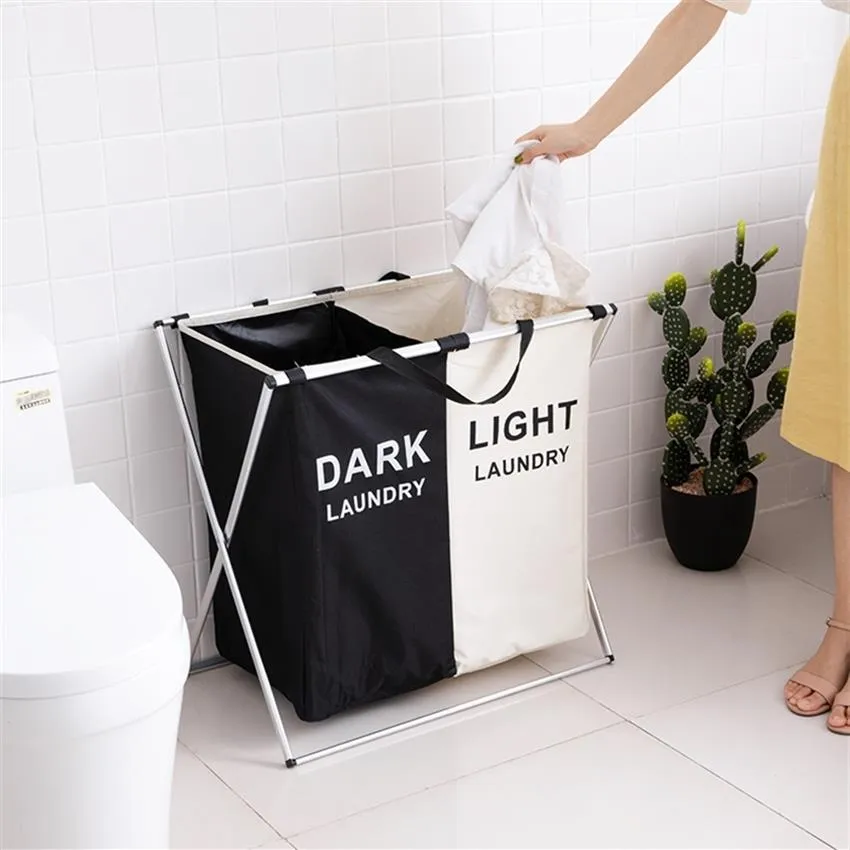 Two Three grids dirty clothes Storage basket Organizer basket collapsible large laundry hamper waterproof home laundry basket T200305d