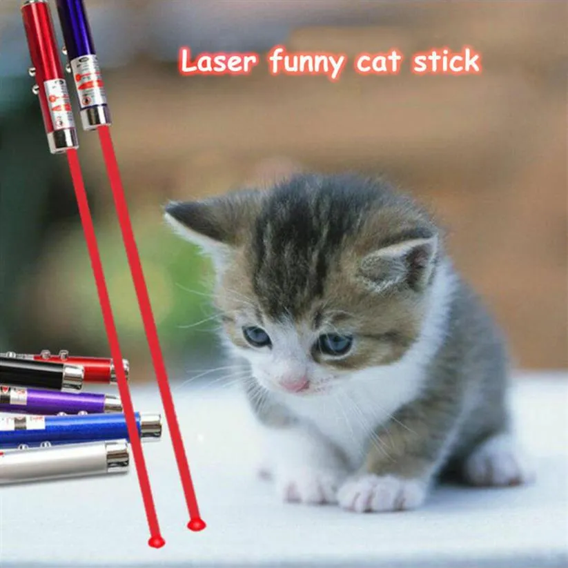 1PC Laser Tease Cats Pen Creative Funny Pet LED Torch Red Lazer Pointer Cat Pet Interactive Toy Tool Random Color Whole233a