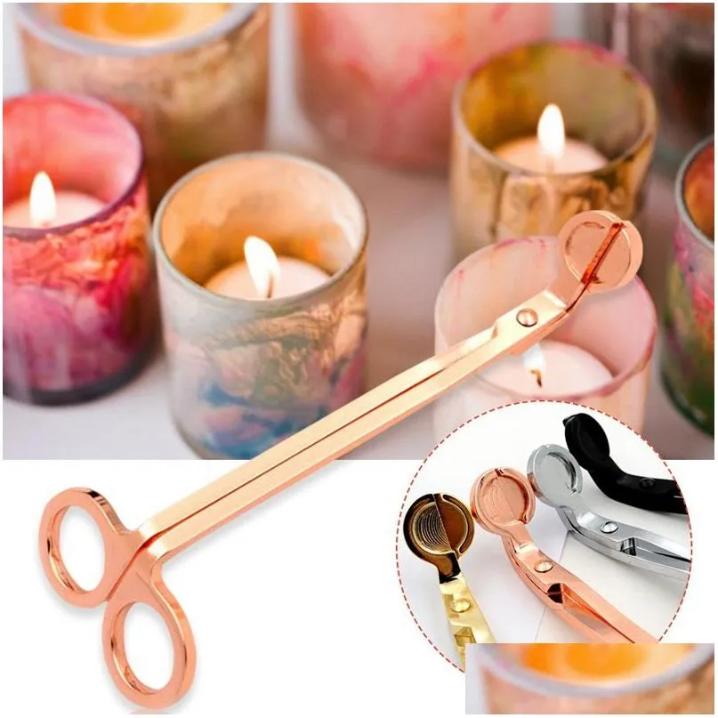 Scissors Candle 6 Colors Stainless Steel Snuffer Wick Trimmer Rose Gold Cutter Oil Lamp Trim Scissor Q417 Drop Delivery Home Garden To Dhgpw