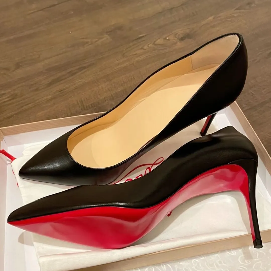 Marca de luxo sapatos de salto alto bombas femininas vermelho brilhante bottoms nu preto couro patente vermelho sapatos de casamento 8cm 10cm 12cm mais 35-45
