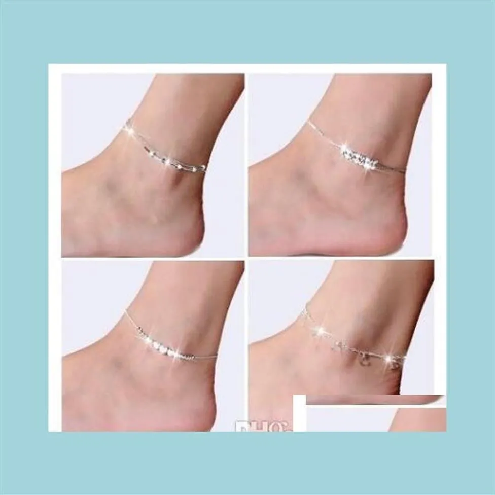 925 Sterling For Women Ladies Girls Unique Nice Sexy Simple Beads Chain Anklet Ankle Foot Jewelry Gift Jafjo Famob317O