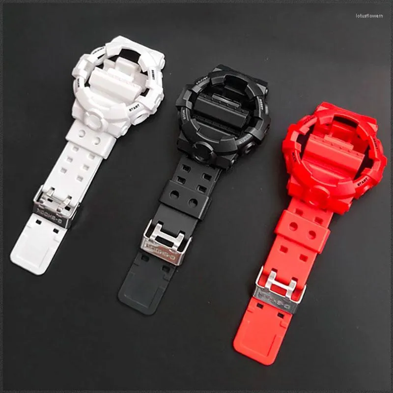 شاهد حزام راتنج راتنج ناعم لـ GA700 GA-700SK GA710 GA735 Watchband Case Men Band Band Bracelet