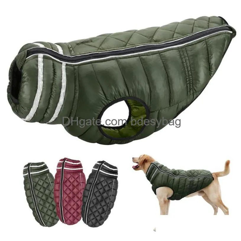 Vêtements de chien hiver épais grands vêtements imperméable doux manteau chaud veste réfléchissante vêtements pour animaux de compagnie gilet pour chiens moyens Pitbl Drop Delive Dhxyu