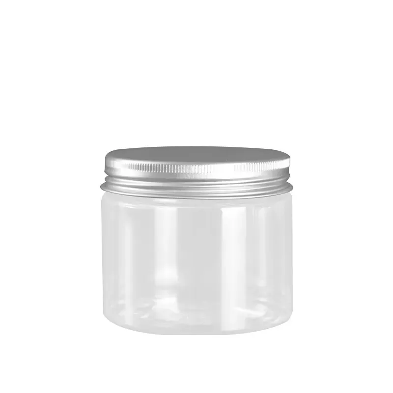 Dia.68mm PET Clear Plastic Empty Bottle Cosmetic Packaging Hair Wax Pot Plastic Cap Aluminum Lid Food Candy Flower Tea Jars Containers 150ml 200ml 250ml