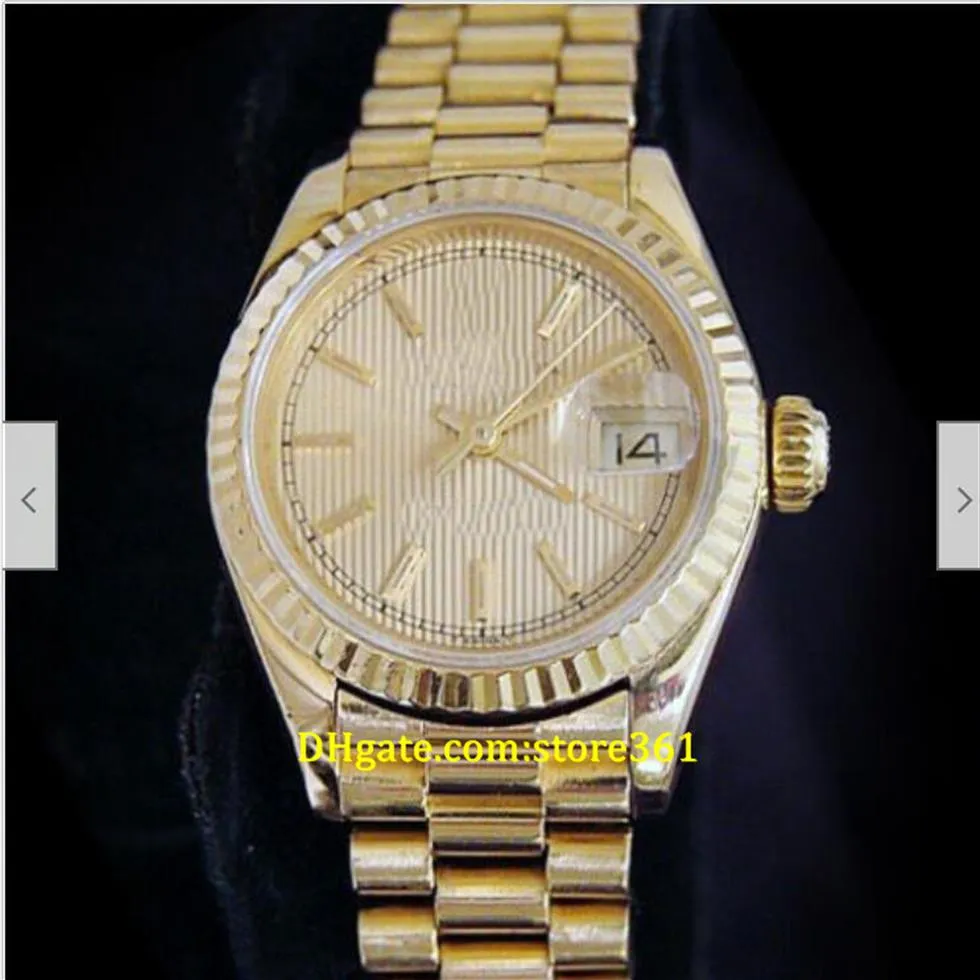 20 style tenue décontractée mécanique automatique 26mm solide or jaune 18K président montre tapisserie cadran 69178290I