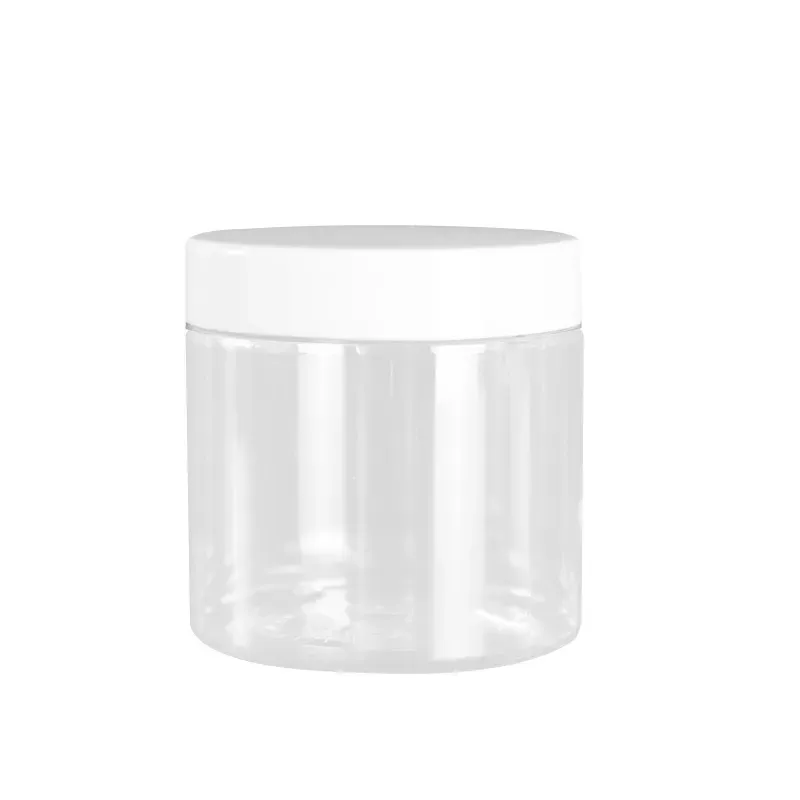 Dia.68mm PET Clear Plastic Empty Bottle Cosmetic Packaging Hair Wax Pot Plastic Cap Aluminum Lid Food Candy Flower Tea Jars Containers 150ml 200ml 250ml