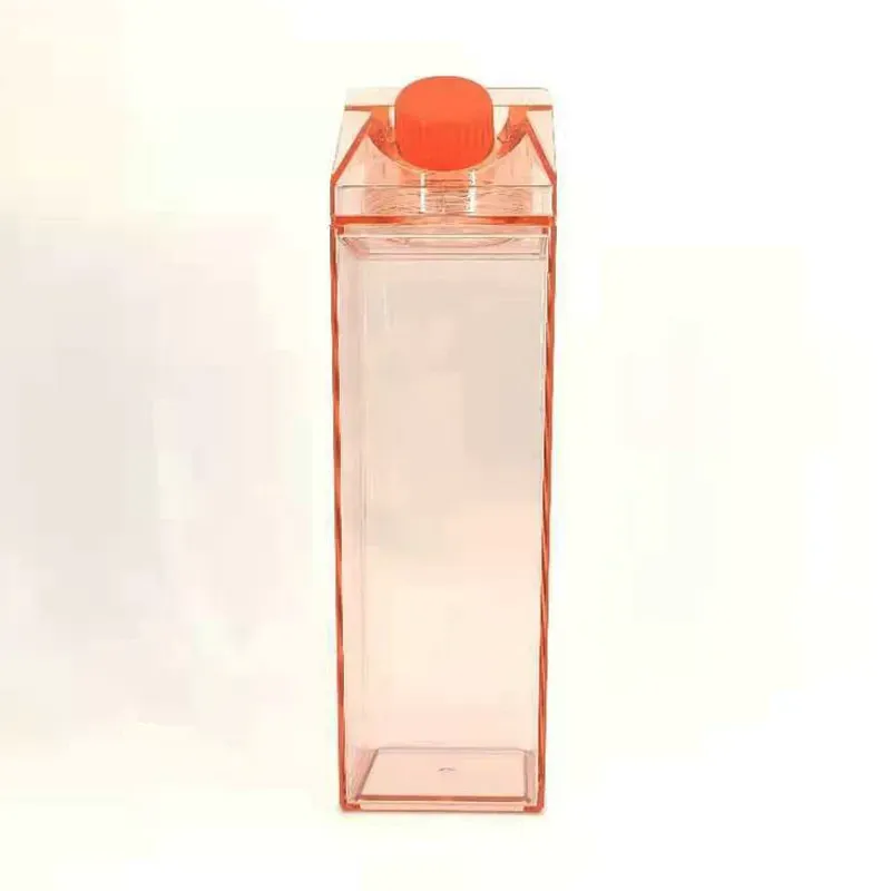 500ml Plastic Milk Carton Water Bottles BPA Free Clear Transparent Outdoor Square Juice Box