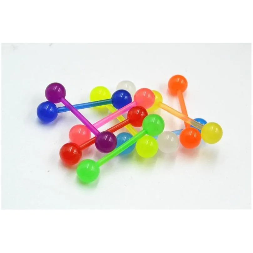 Tongue Rings 100Pcs/Lot Glow In Dark Luminous Fexible Ring Bar Nipple Barbells Body Piercing Jewelry 1.6X16X6/6Mm Drop Delive Dhgarden Dh6Pz