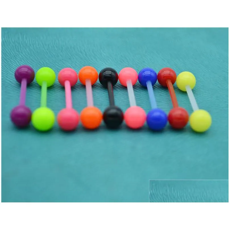 Bioplast Lime Blue Maracas Barbell Tongue Ring