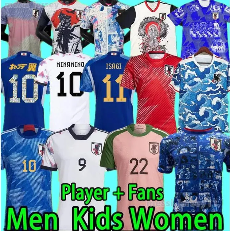 Japan-Trikots 2022 Fußball-Trikots Cartoon ISAGI ATOM TSUBASA MINAMINO ASANO DOAN KUBO ITO DAMEN KINDER KIT Japanische Spezialuniform 22 23 Fußballtrikot Spielerversion