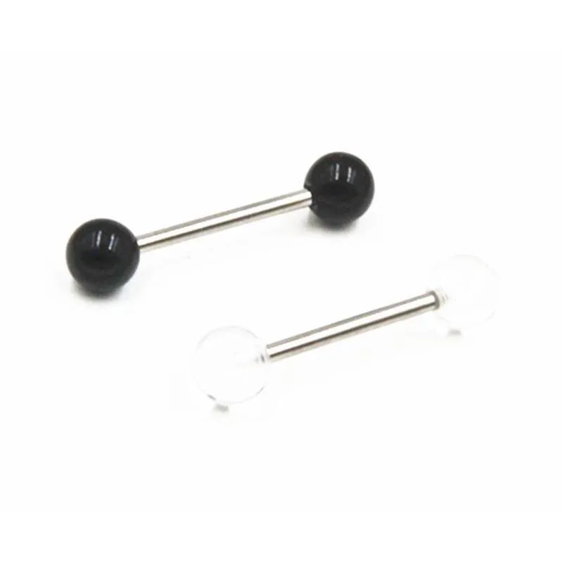 Tongue Rings 50Pcs Acrylic Ball Tongue/ Nipple Ring Barbells Bar 14G1.6Mm Retainers Body Piercing Jewelry 14Gx16Mmx6Mm/6Mm Dr Dhgarden Dha4I