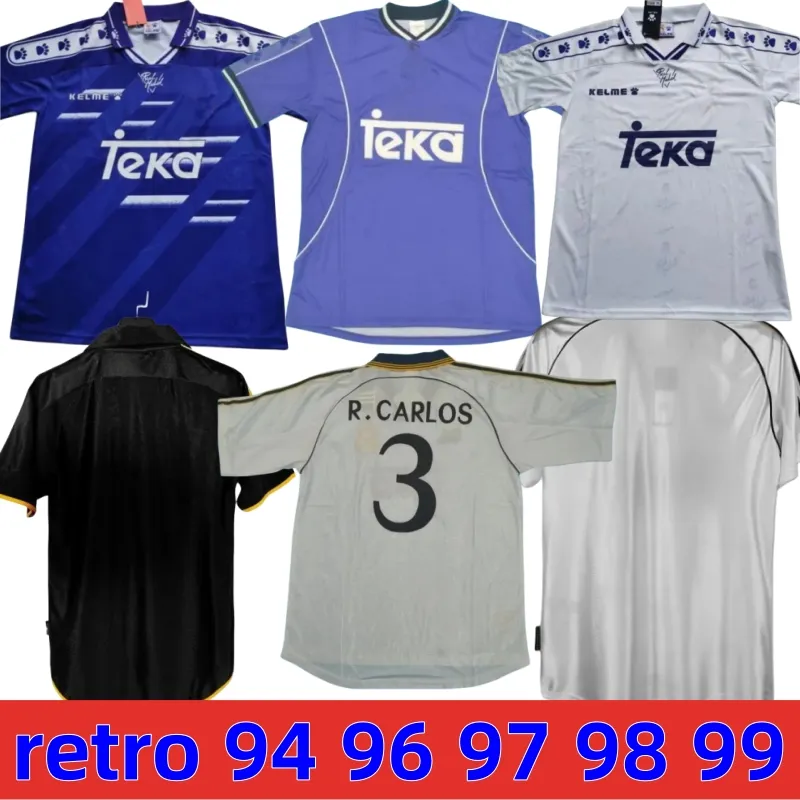 94 96 97 98 99 Maglie da calcio retrò 3# R.CARLOS 4 HIERRO #7 Raul #9 Zamorano #6 Redondo 8# MIJATOVIC Camicie Vintage Calcio Camiseta de futboll