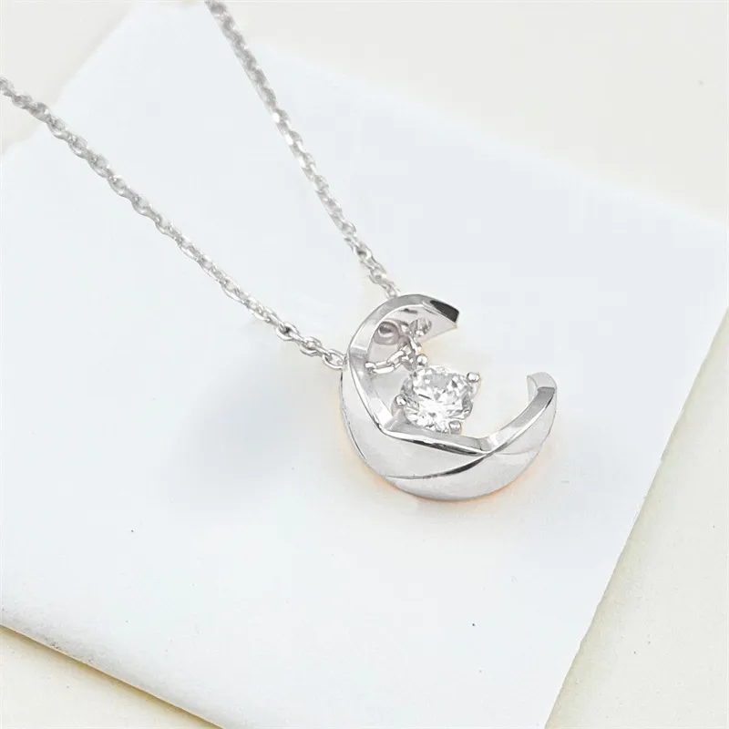 Halskette Halskette Ananas Mond Star 18k Rose Silber Diamant für Frauen Hochzeitsgeschenke