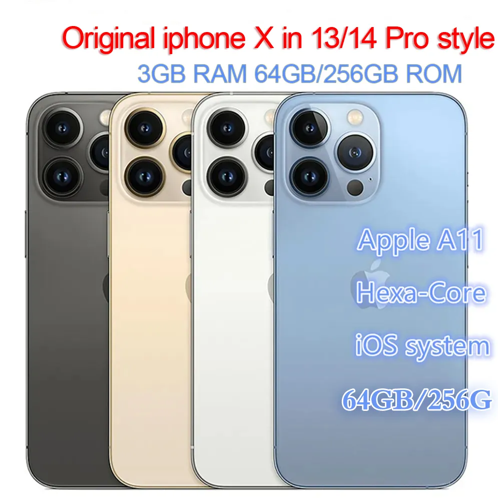 Apple Original iPhone X in 13 Pro 스타일 폰 13Pro BoxCamera 모양으로 잠금 해제되었습니다. 3G RAM 256GB ROM 스마트 폰