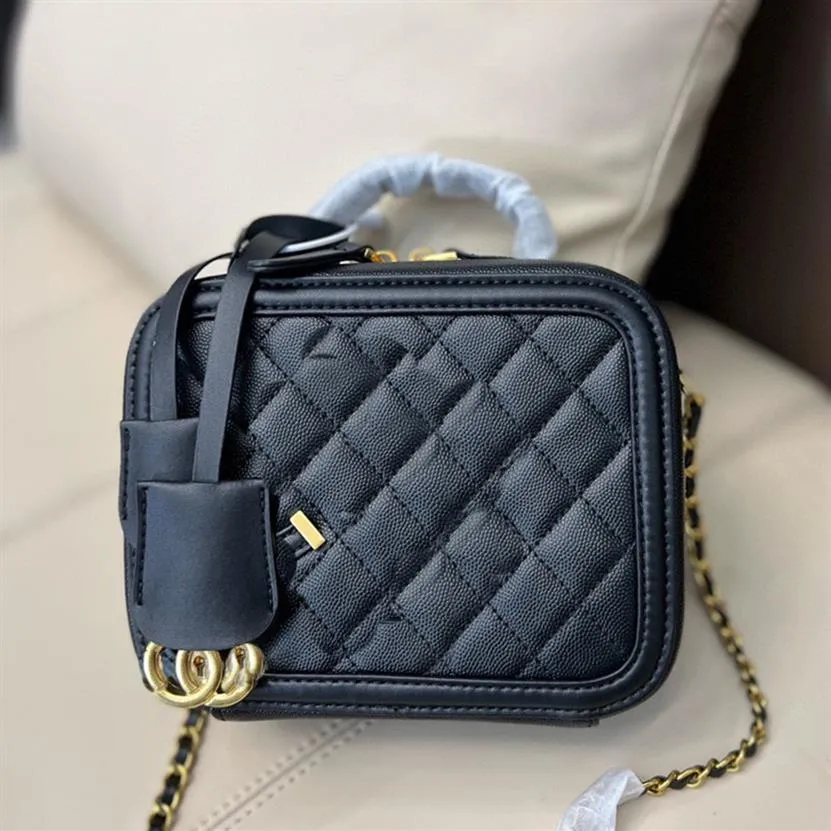 Makeup Bag Mini Totes väskor toalettartiklar Fashion Pouch Black Clutch Women Handväskor Kosmetisk förvaring -Nice Chain Shoulder Bag Luxury C260G