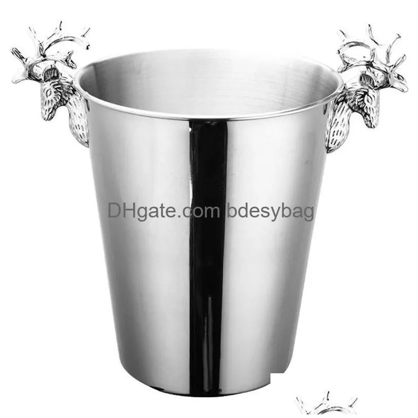 Stainless Steel Ice Metal Ice Bucket Cooler For Wine, Champagne, Beer, And Cold Water Drop