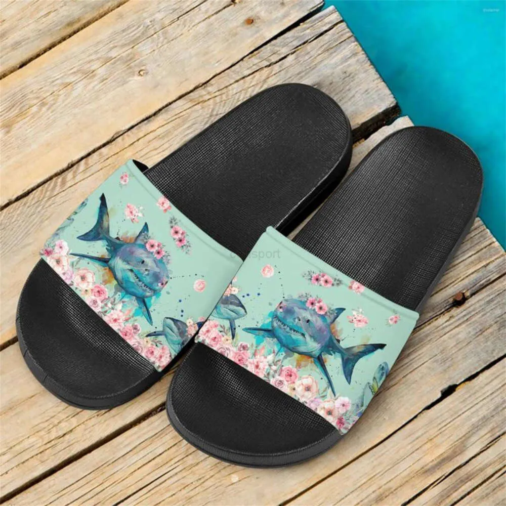 Slippers Cute Sharks Print Home Boys Girls Fashion Comfortable Sandals Women Non-slip Breathable Flat Shoes Sandalia