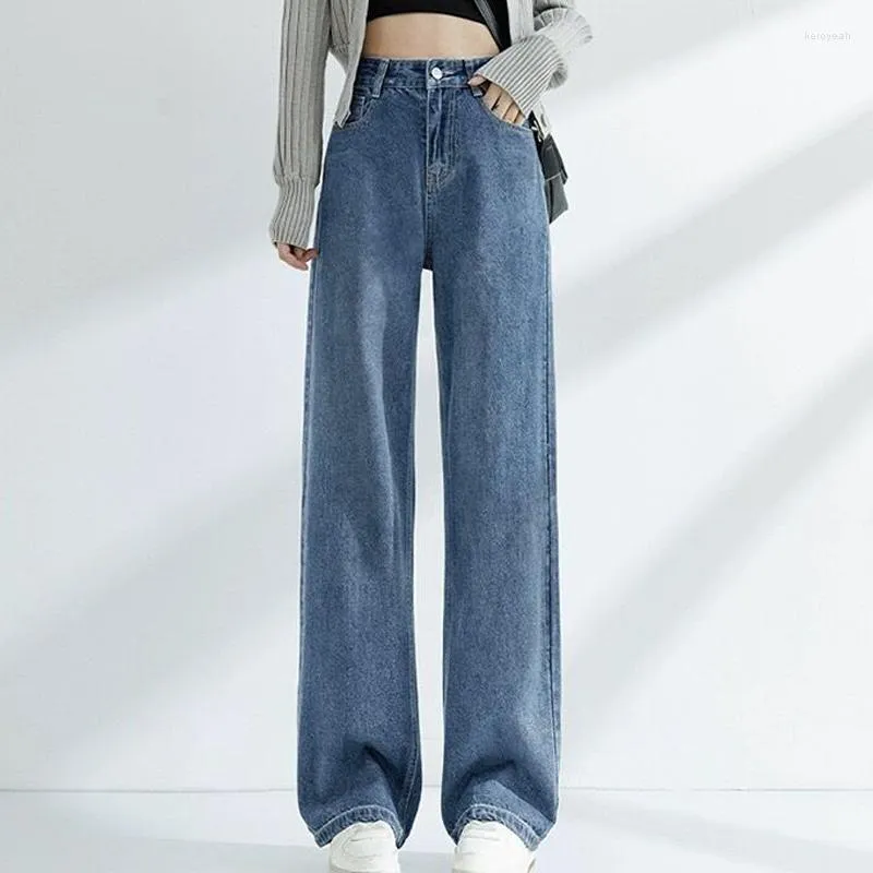 Jeans femininos y2k calças 2023 baggy streetwear menina longo vintage cintura alta perna larga médio estiramento esfregando