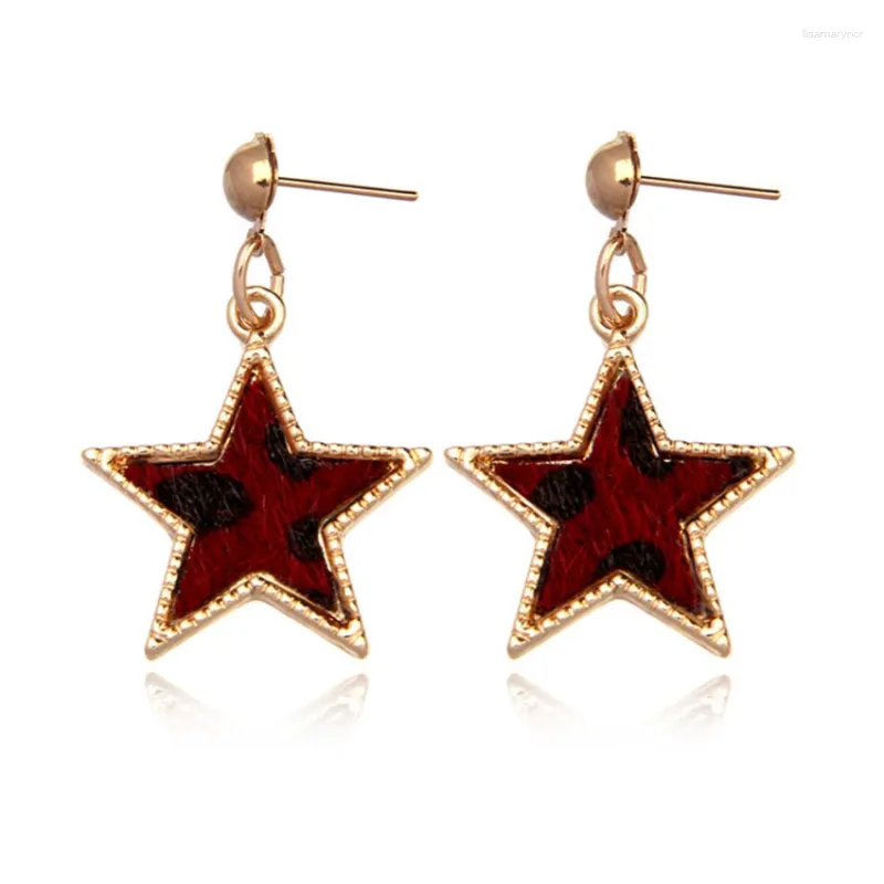 Stud Earrings FYJS Unique Light Yellow Gold Color Alloy Star Point For Women Transfer Lucky Gift Jewelry