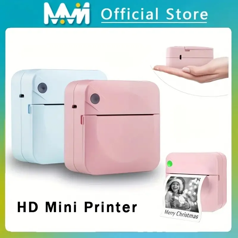 Mini Printer, BT Pocket Thermal Printer Inkless Portable Sticker Printer Compatible With IOS And Android, Wireless Photo Printer For Printing Label