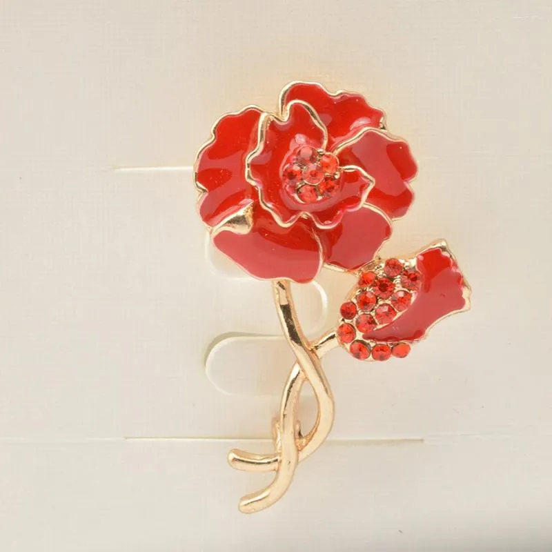 Exquisite Rhinestone Poppy Red Flower Brooch For Women Aesthetic Sculpture  Clothes Accessory For Valentines Day From Seaunderty, $11.48