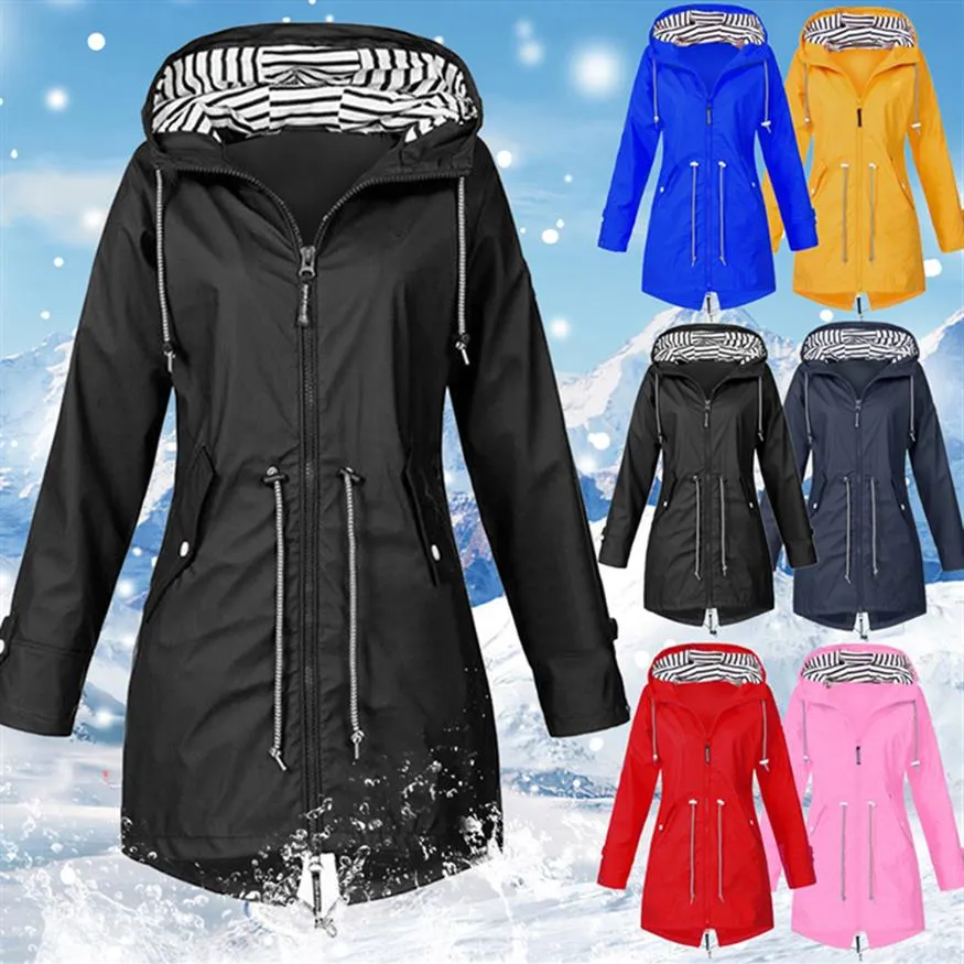 Womens Raincoat Jacket Forest Women Waterproof s Outdoor Long Autumn Winter Coat S5XL Y200324250K
