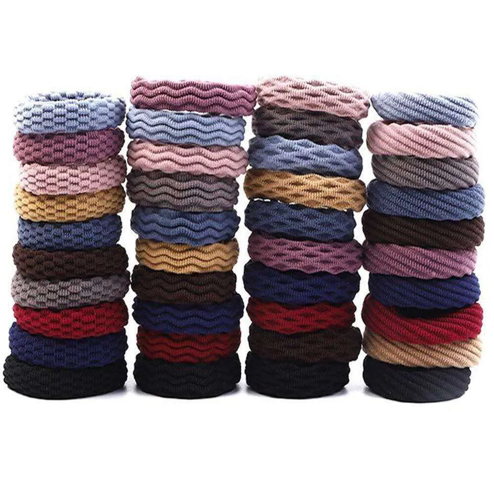 20 pçs feminino meninas básico elástico faixa de cabelo laços scrunchie rabo de cavalo titular faixas de borracha simples bandana acessórios de cabelo para mulher