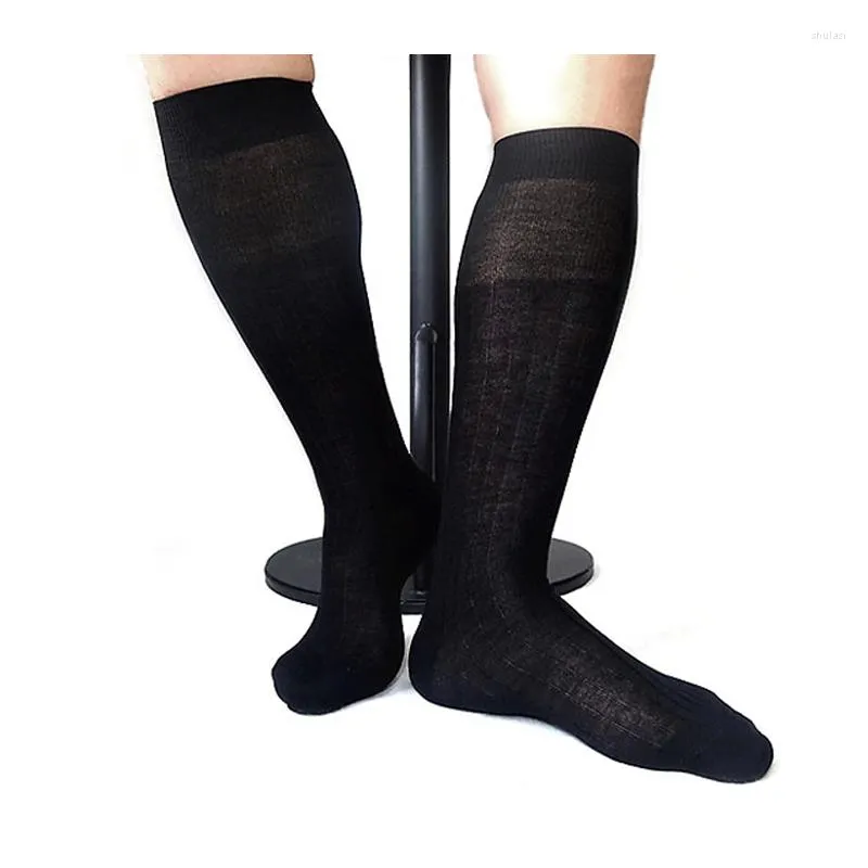 Chaussettes pour hommes longues hommes rayé coton formel genou sexy homme d'affaires hôte bas style de mode classique pour chaussures en cuir